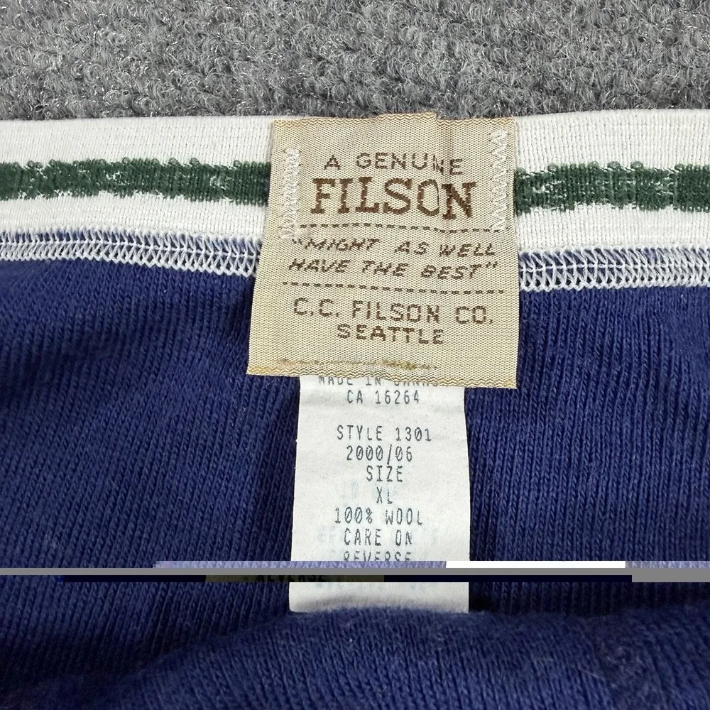 Filson Wool Thermal Long John Pants Mens XL Blue Baselayer Read Flaw